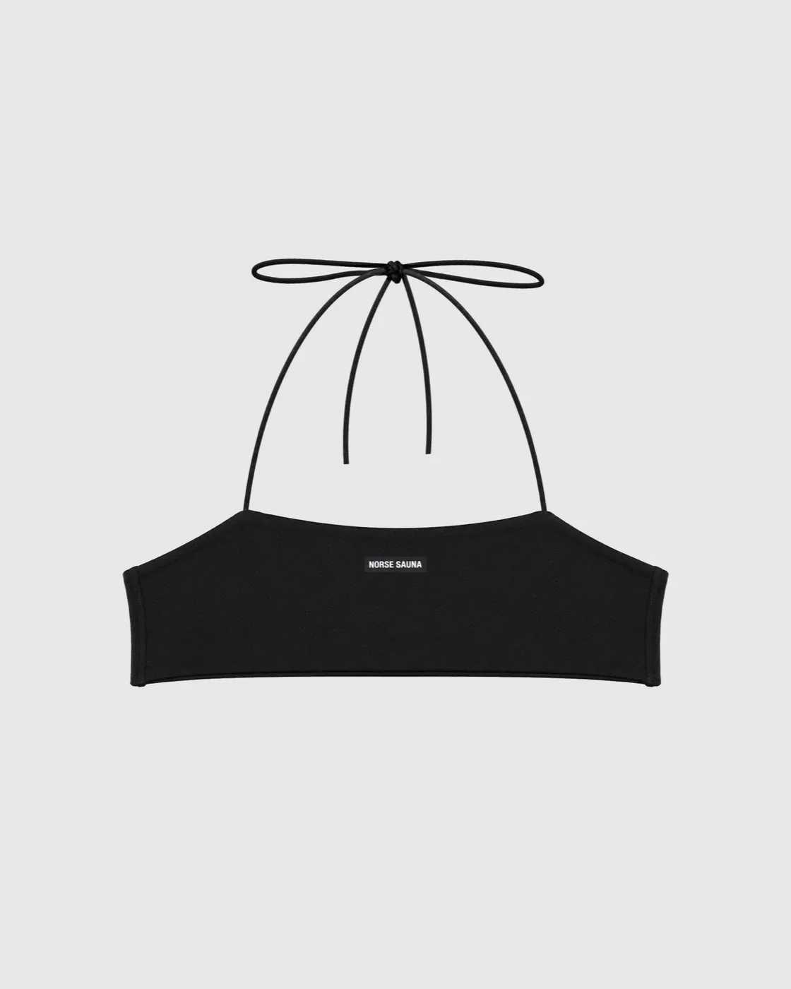 Aino Sauna Bikini Top in black, a bandeau with a halter string