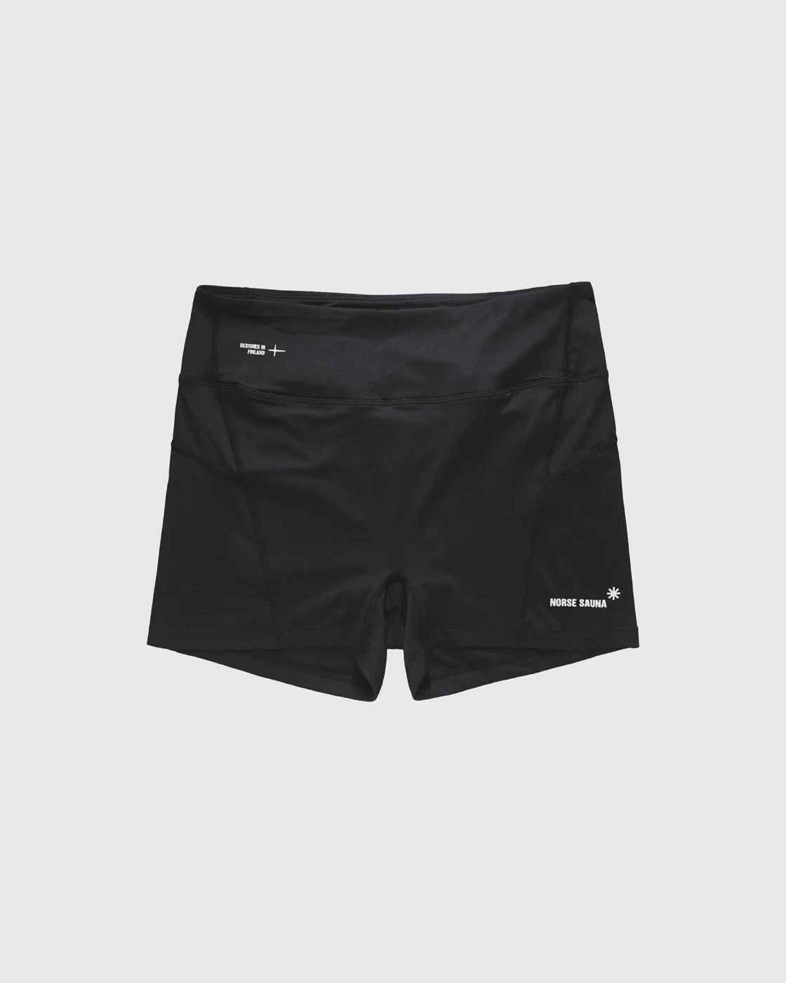 Löyly 3" Sauna Shorts in black on a grey background