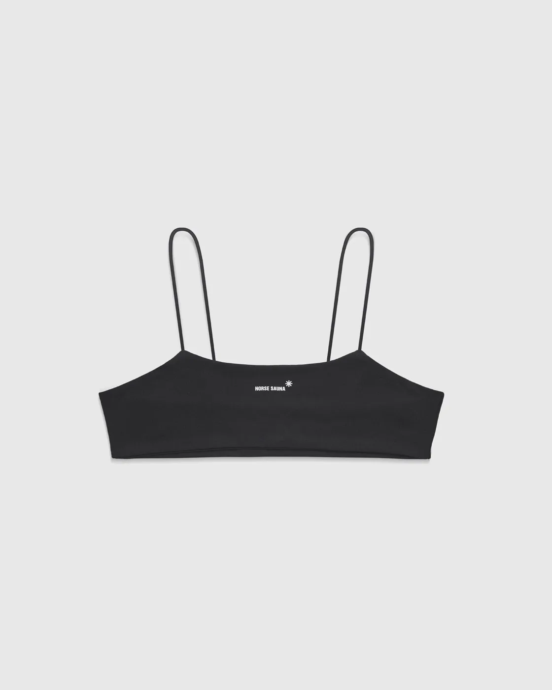 Ukko Sauna Bikini Top in black on a grey background